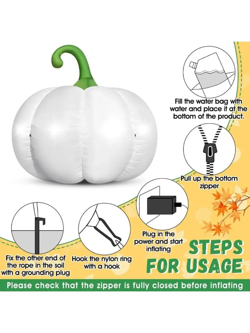 Giant 4.6FT Inflatable Pumpkin Decor with LED Lights for Halloween & Fall Yard